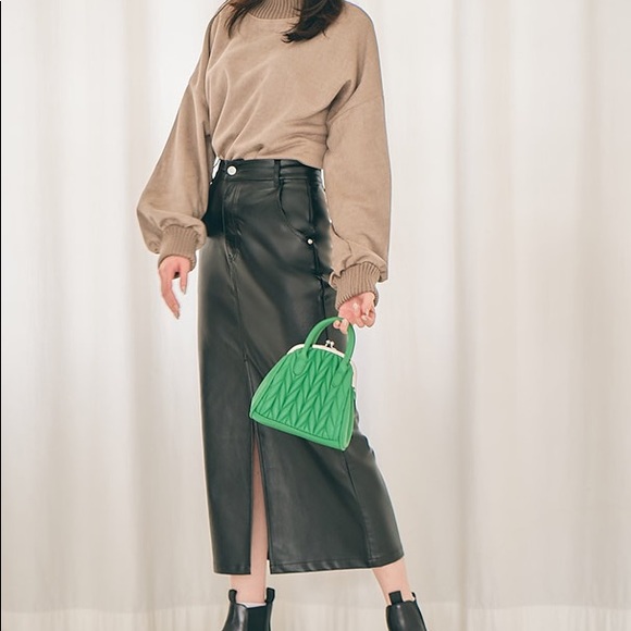 GRL Faux Leather Midi Pencil Skirt S - Picture 1 of 5